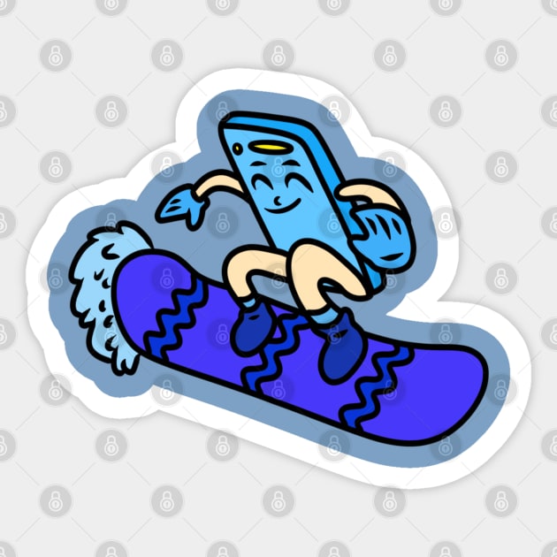 Cute cartoon snowboarding Sticker by Andrew Hau